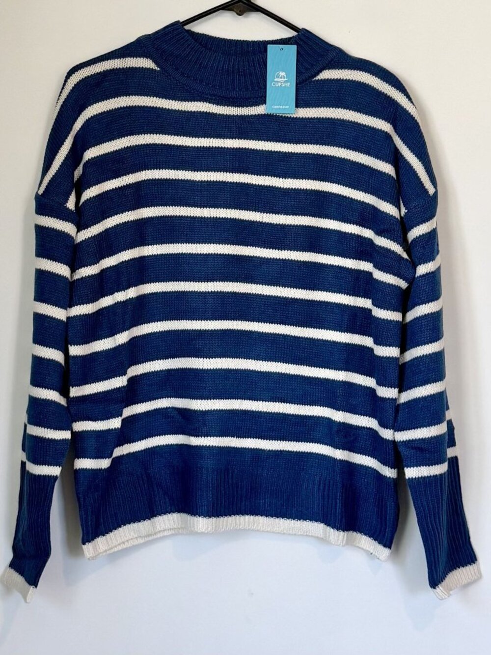 NWT Cupshe Blue and White Striped Pullover - Size: Medium